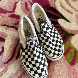 Vans Black and White Checkered Slip-Ons platform